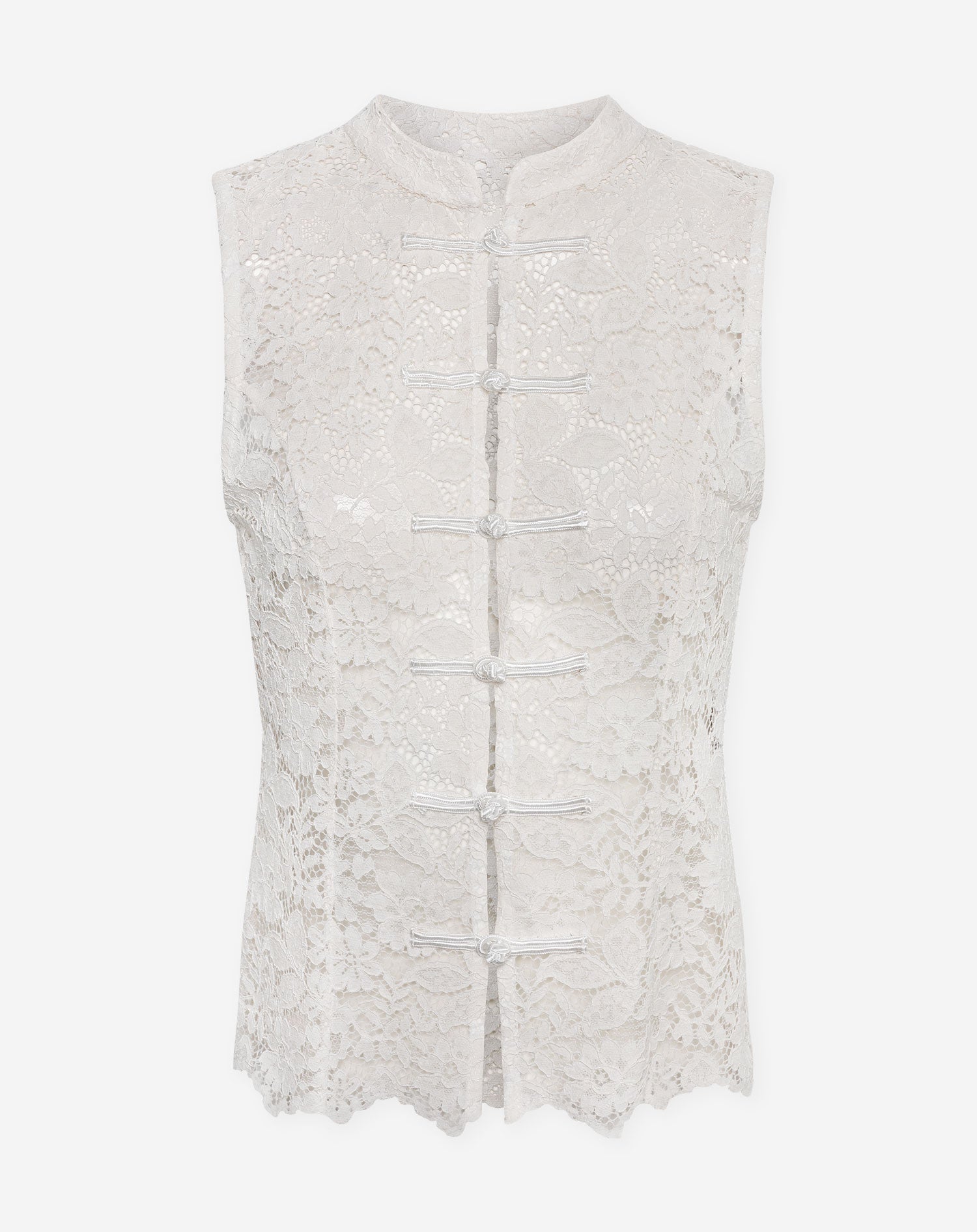 LACE MANDERIN TOP WIT