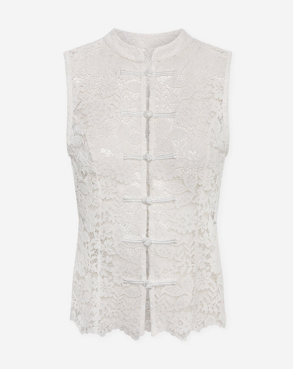 LACE MANDERIN TOP WIT