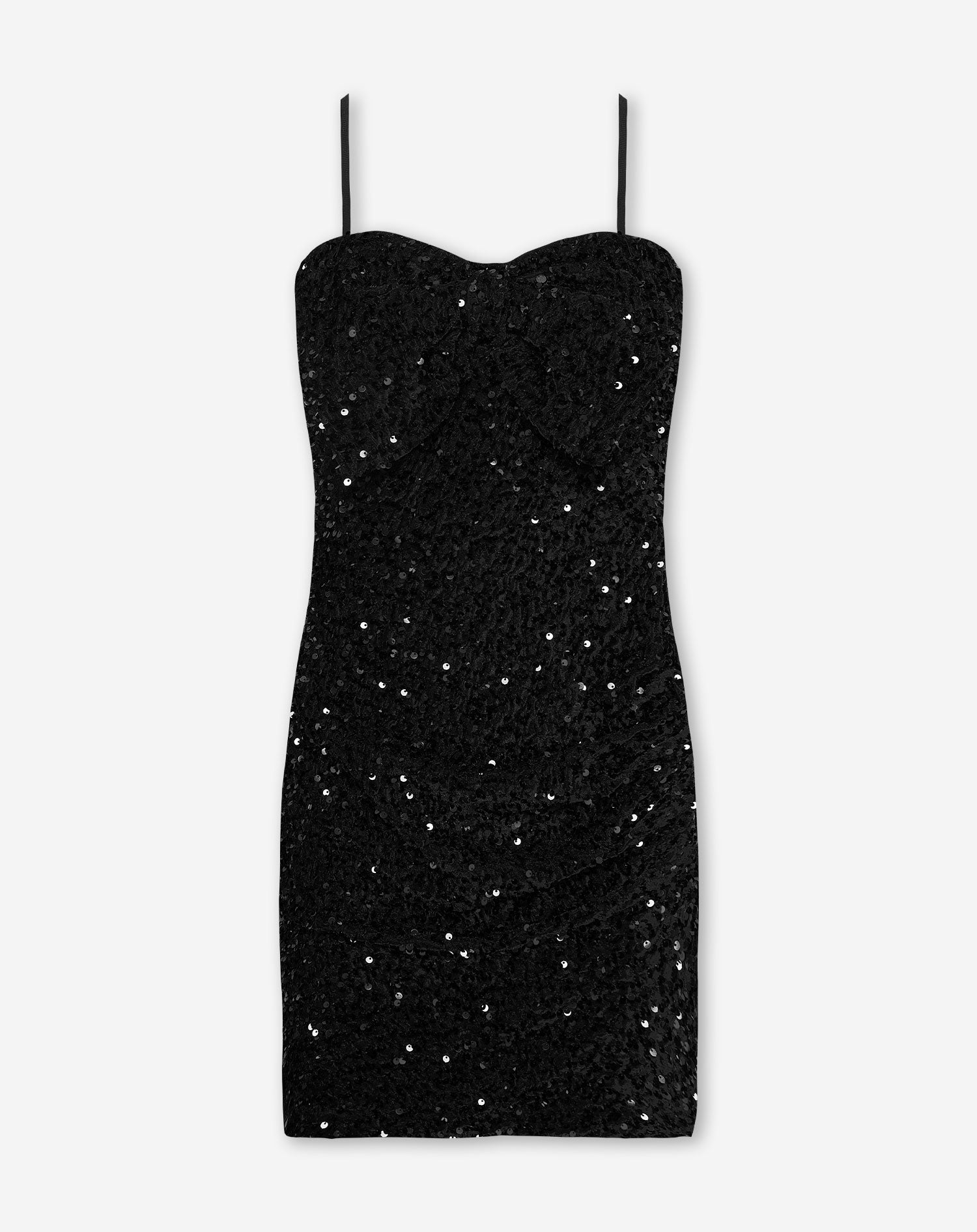 VELVET SEQUINS BOW DRESS BLACK