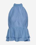 HALLY RUFFLE HALTER TOP BLAUW