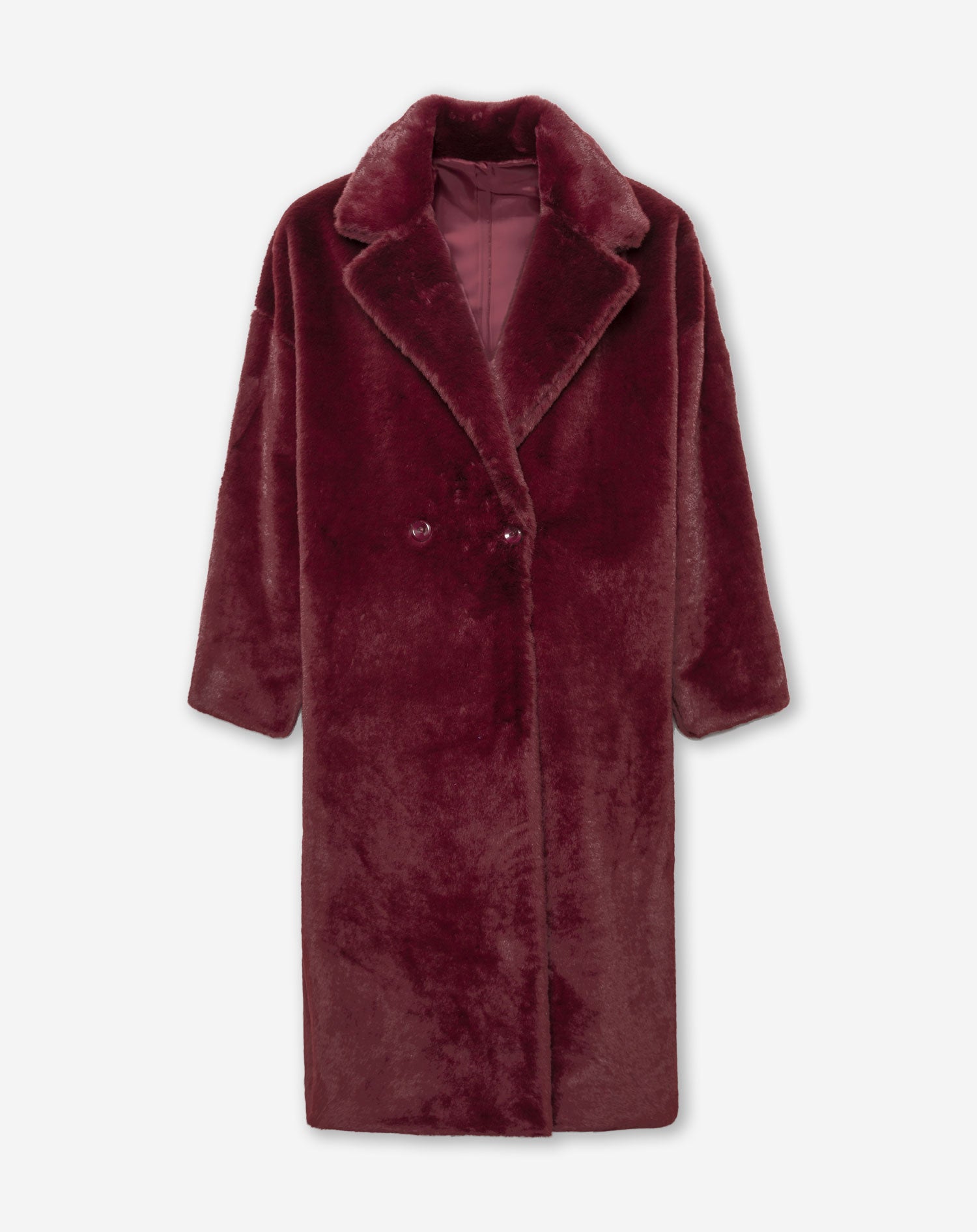 VERA LONG FUR COAT BURGUNDY