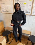 QUINTY LEATHER BELT ZWART