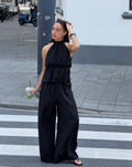 HALLY WIDE LEG PANTS ZWART