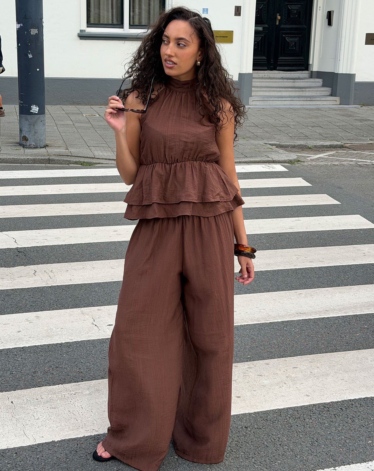 HALLY WIDE LEG PANTS TALL BRUIN