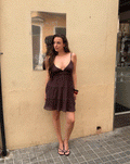 FANCY CHIFFON STRAPPY DRESS BRUIN