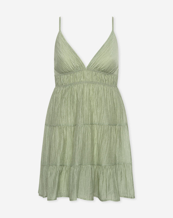 FANCY CHIFFON STRAPPY DRESS LICHTGROEN