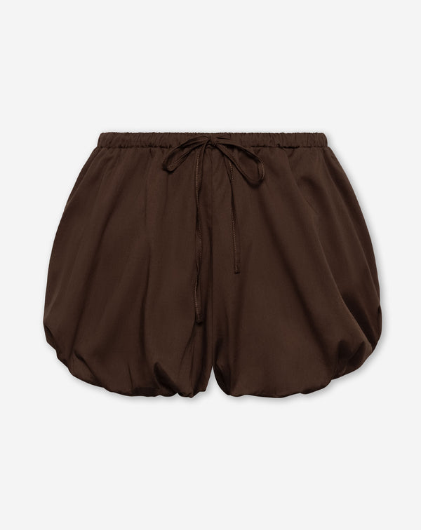 WENDE COTTON BUBBLE HEM SHORTS DONKERBRUIN