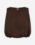 WENDE COTTON BUBBLE HEM TOP DONKERBRUIN
