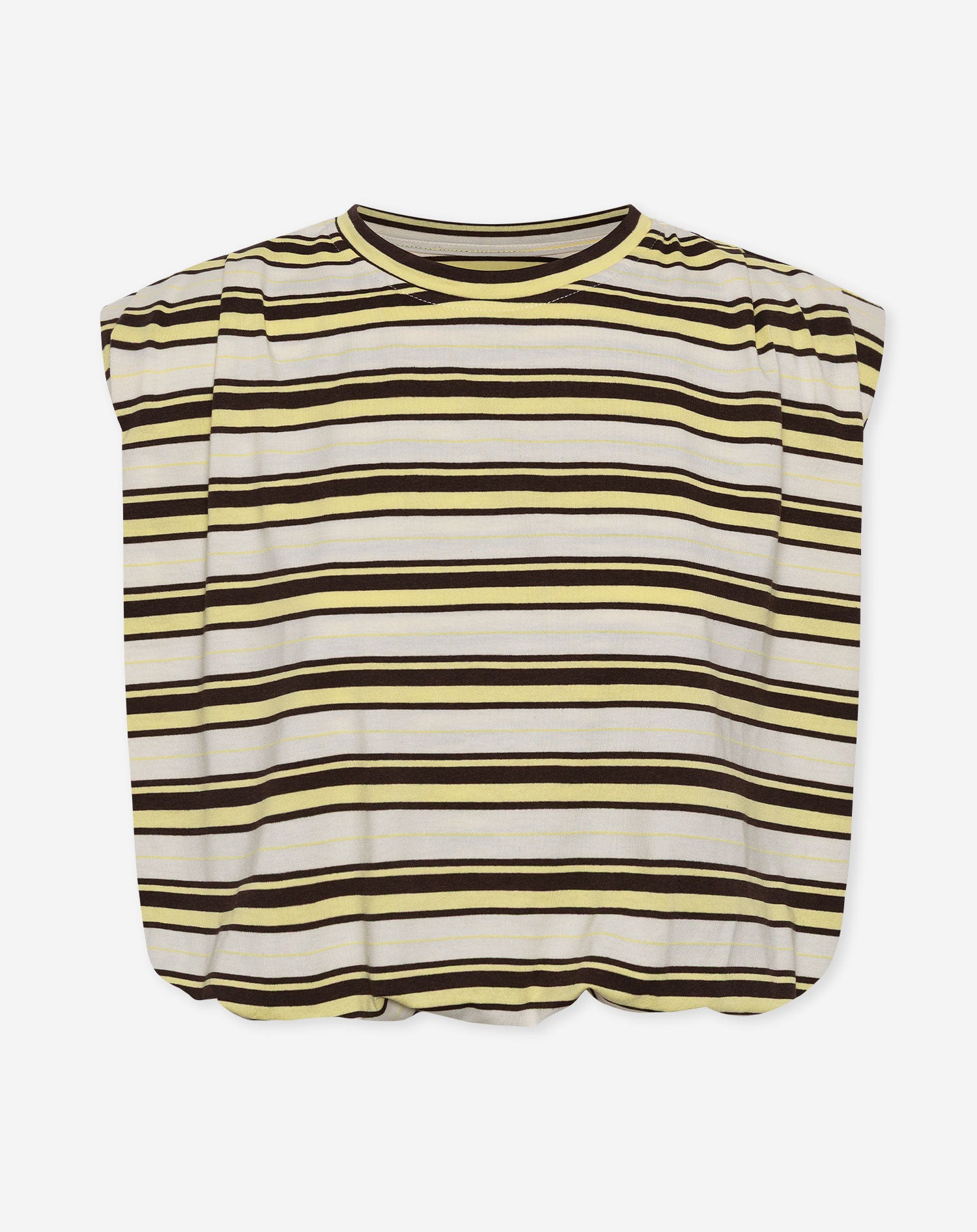 STRIPE PADDED SHOULDER BUBBLE HEM TEE BOTERGEEL
