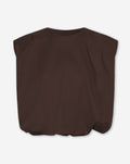 TYRA COTTON PADDED SHOULDER BUBBLE HEM TOP BRUIN