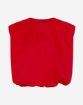 TYRA COTTON PADDED SHOULDER BUBBLE HEM TOP ROOD