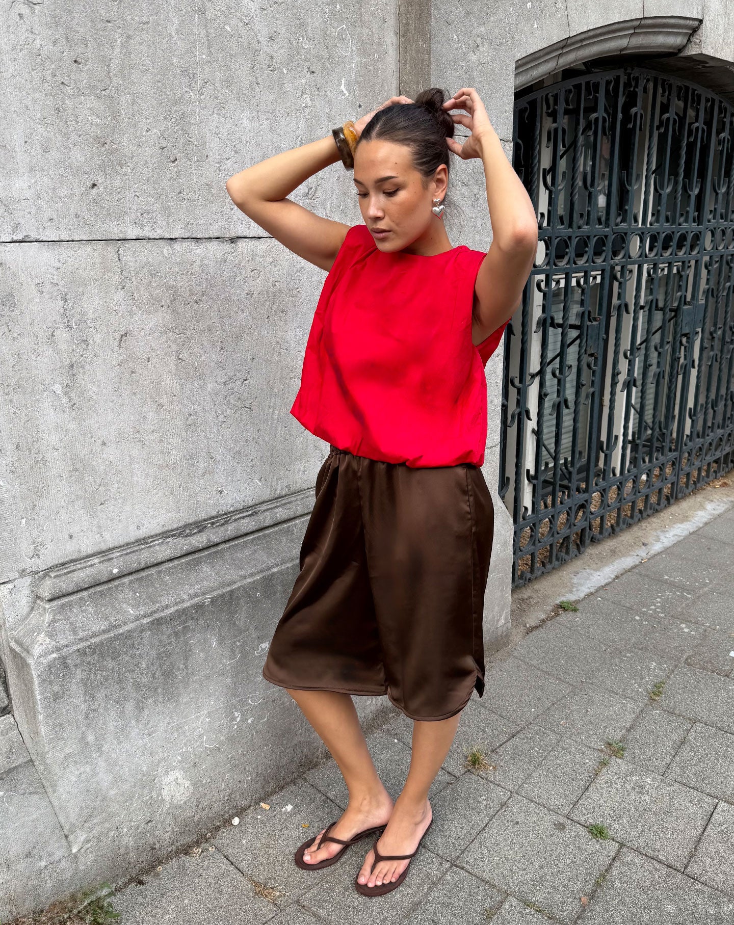 LONG SATIN JORT DONKERBRUIN