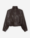FAUX LEATHER BIG SLEEVE JACKET DONKERBRUIN