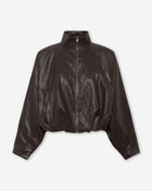 FAUX LEATHER BIG SLEEVE JACKET DONKERBRUIN