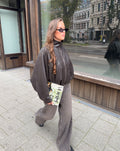FAUX LEATHER BIG SLEEVE JACKET DONKERBRUIN