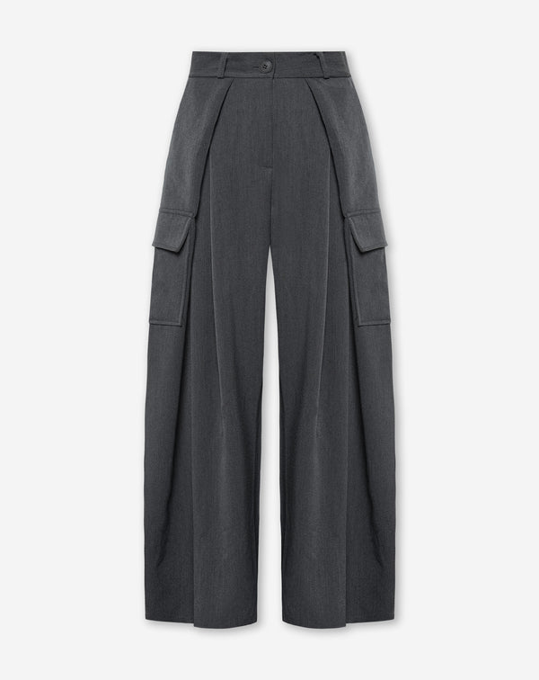 PLEATED CARGO PANTS GREY