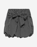 CHECK BUBBLE HEM BOW SKIRT ZWART