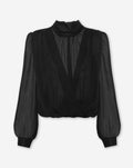 CHIFFON DRAPED TOP BLACK