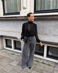 CHIFFON DRAPED TOP BLACK