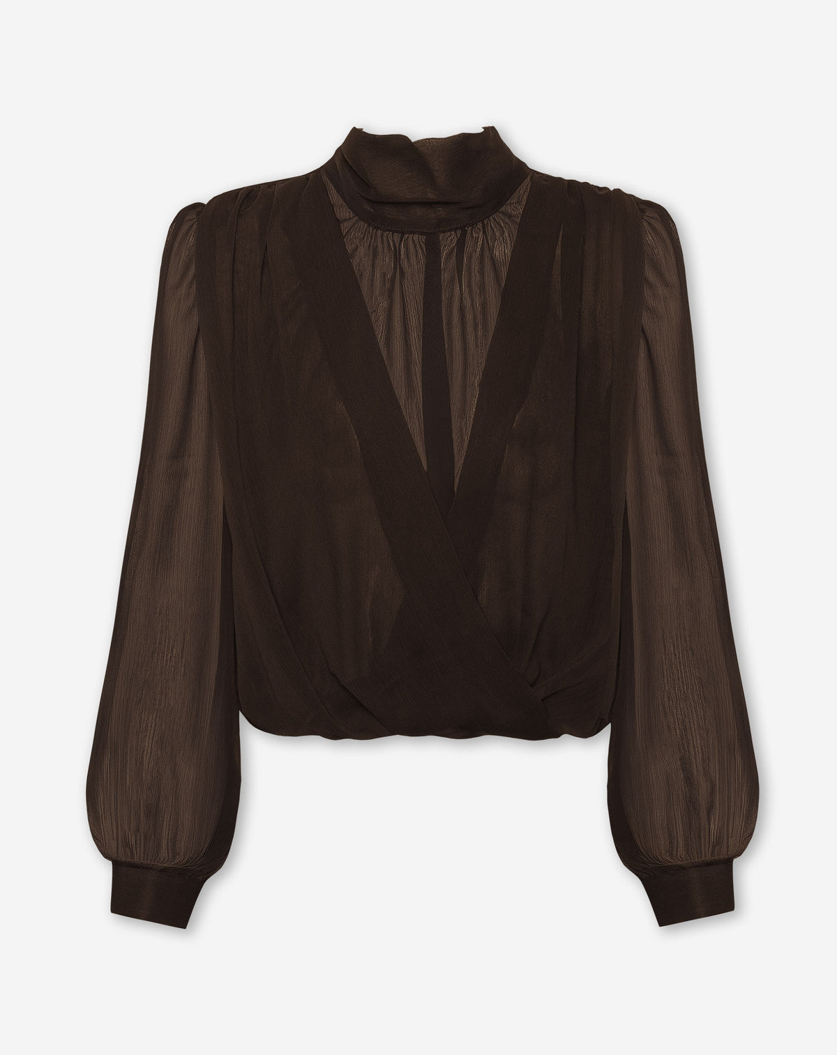 CHIFFON DRAPED TOP BROWN
