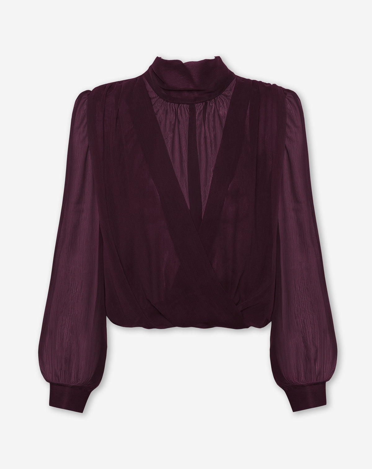 CHIFFON DRAPED TOP PLUM