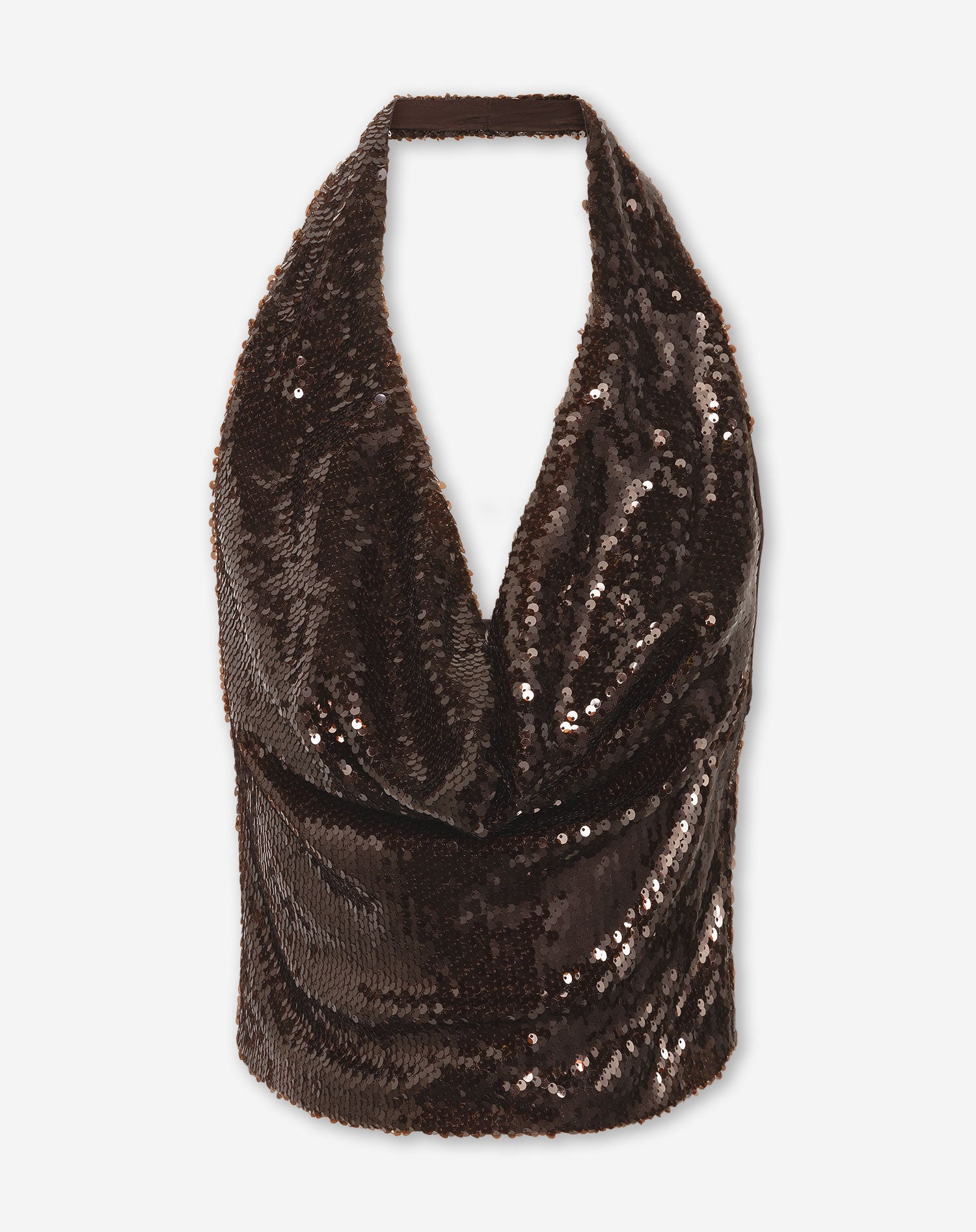 LYNN SEQUINS HALTER TOP BRUIN
