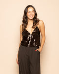NOVA SEQUINS STRAP TOP BROWN
