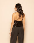 NOVA SEQUINS STRAP TOP BROWN