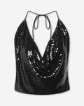 SEQUINS STRAPPY HALTER TOP BLACK