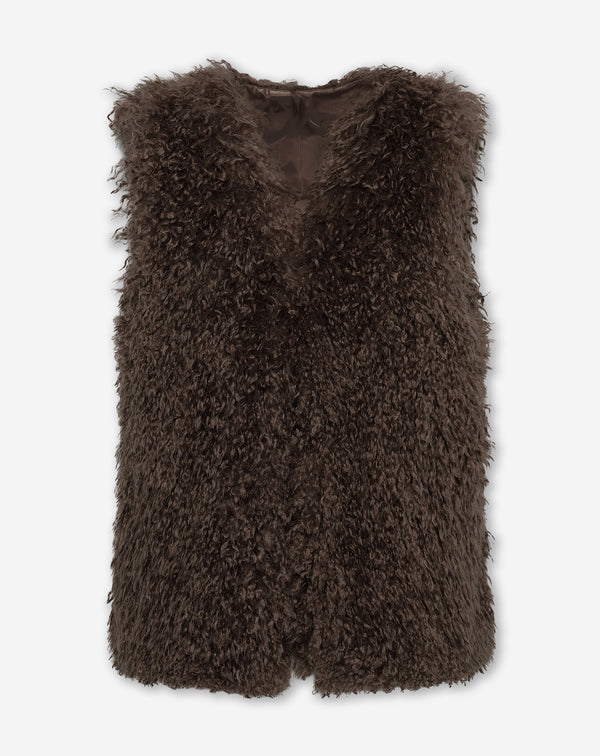 AUBREY HAIRY GILET DARK BROWN