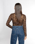 SEQUINS SMALL LEAF TOP BRUIN