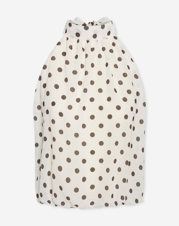 DOT CHIFFON HALTER TOP WIT