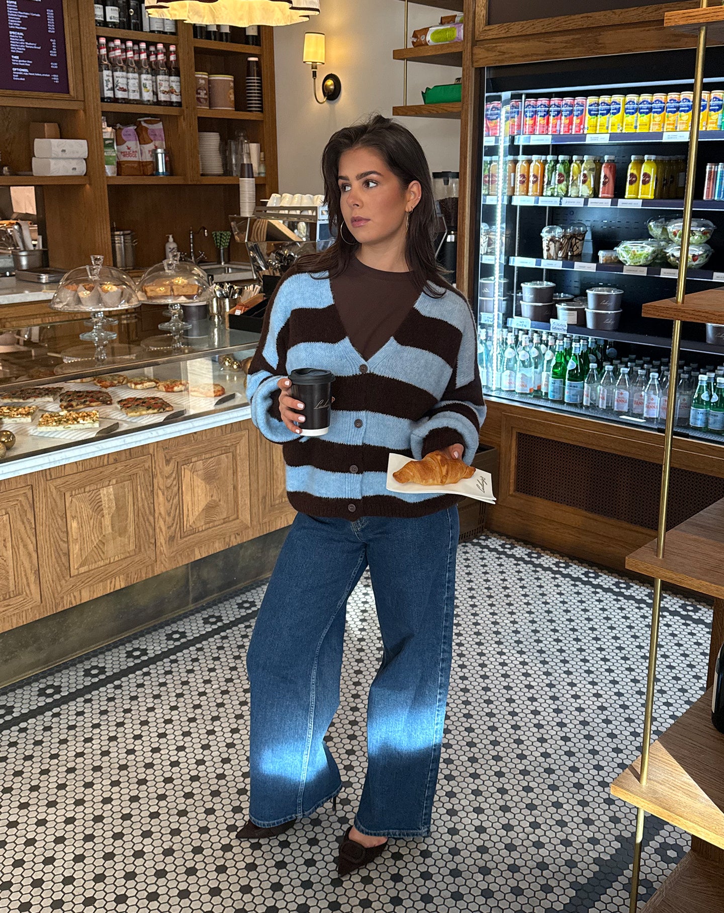 KATE STRIPE CARDIGAN LICHTBLAUW