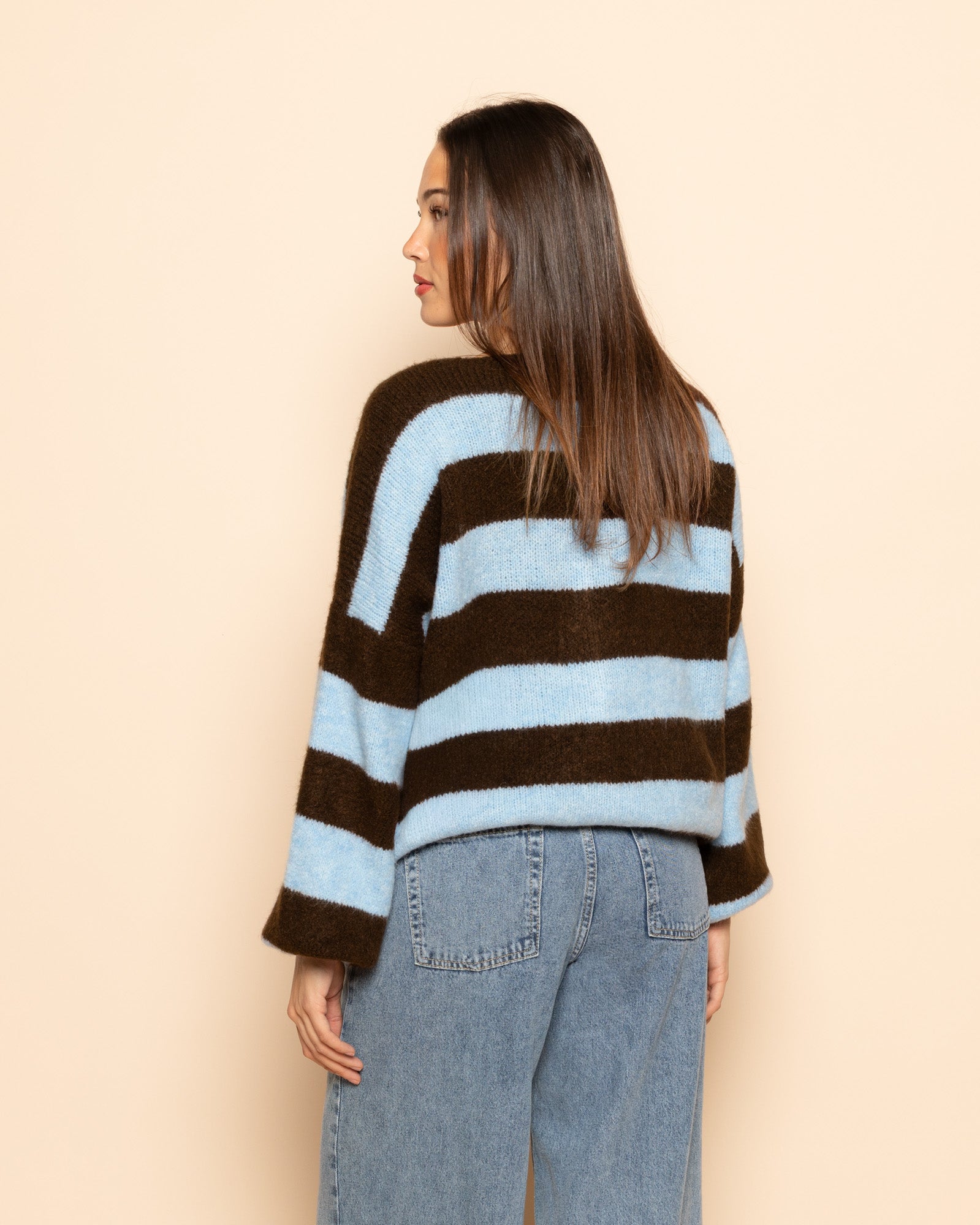 KATE STRIPE CARDIGAN LICHTBLAUW