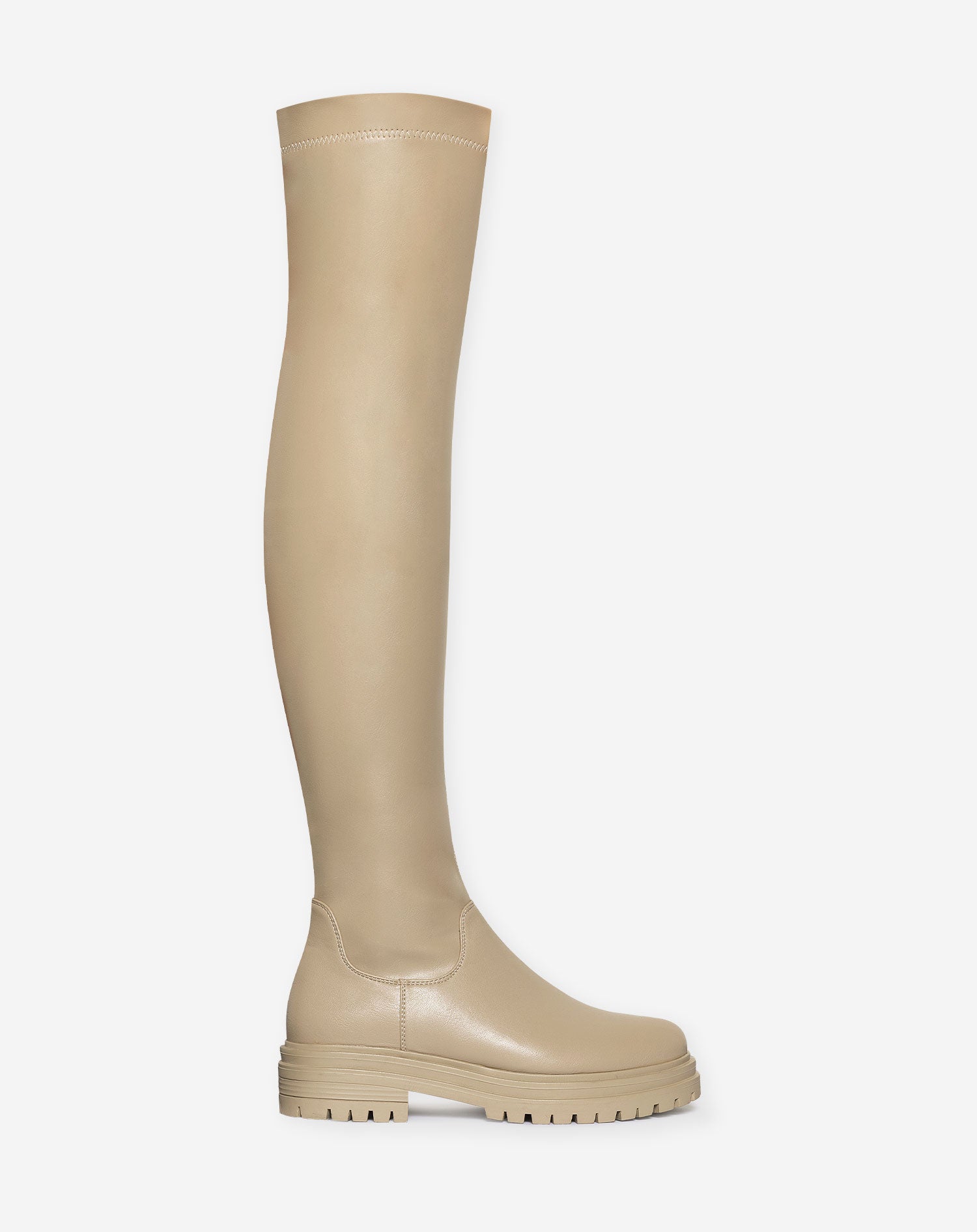 PU OVER THE KNEE BOOTS BEIGE
