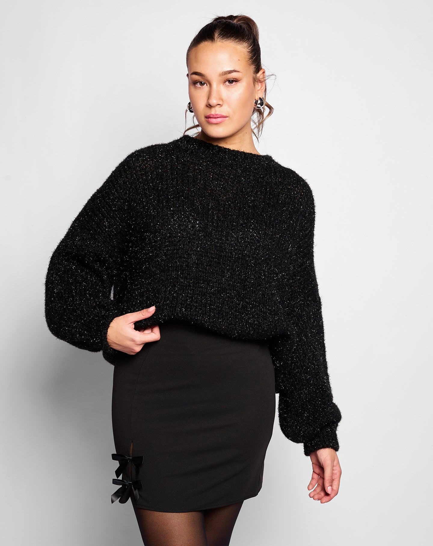 LUREX OVERSIZED KNIT ZWART