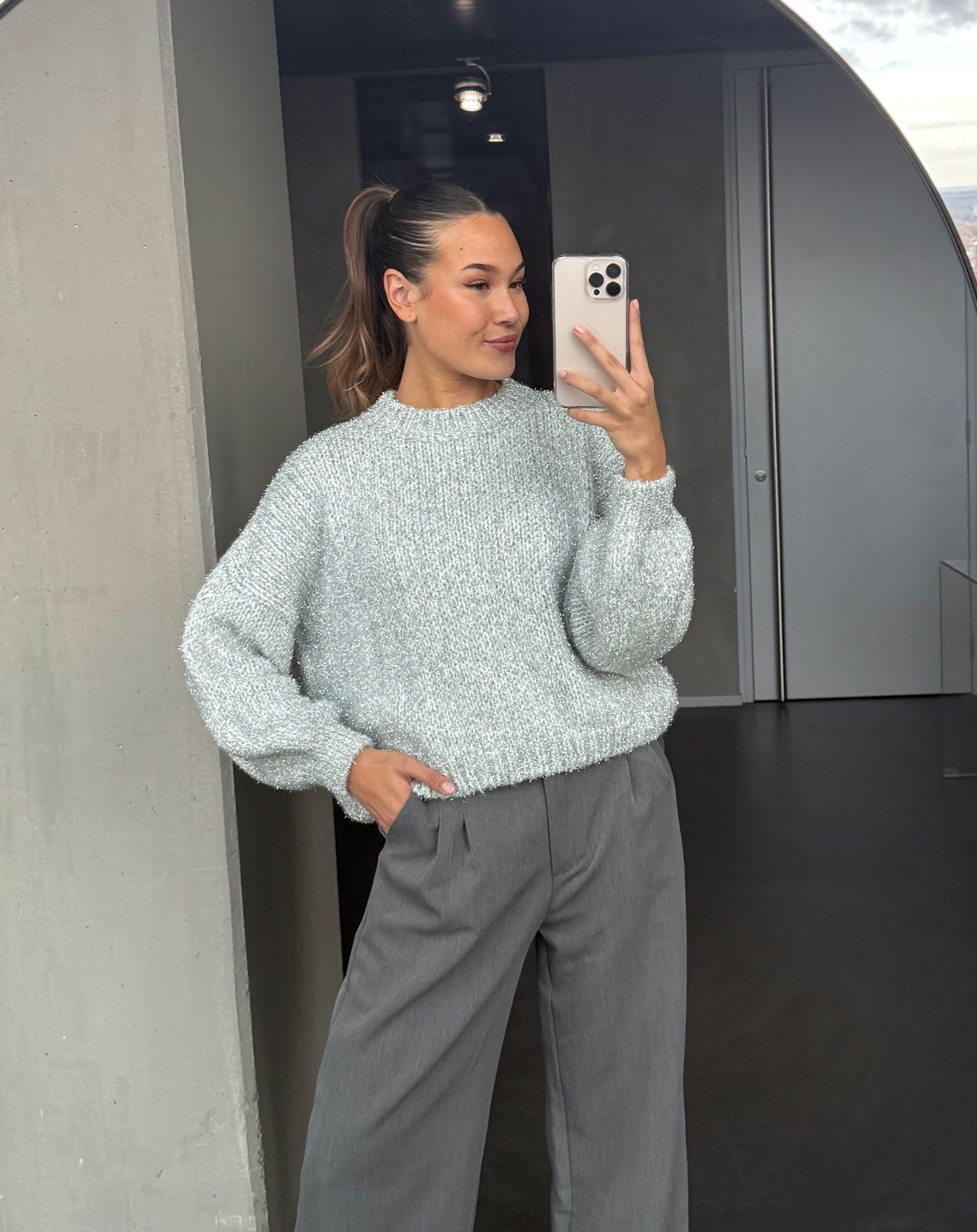 LUREX OVERSIZED KNIT GREY