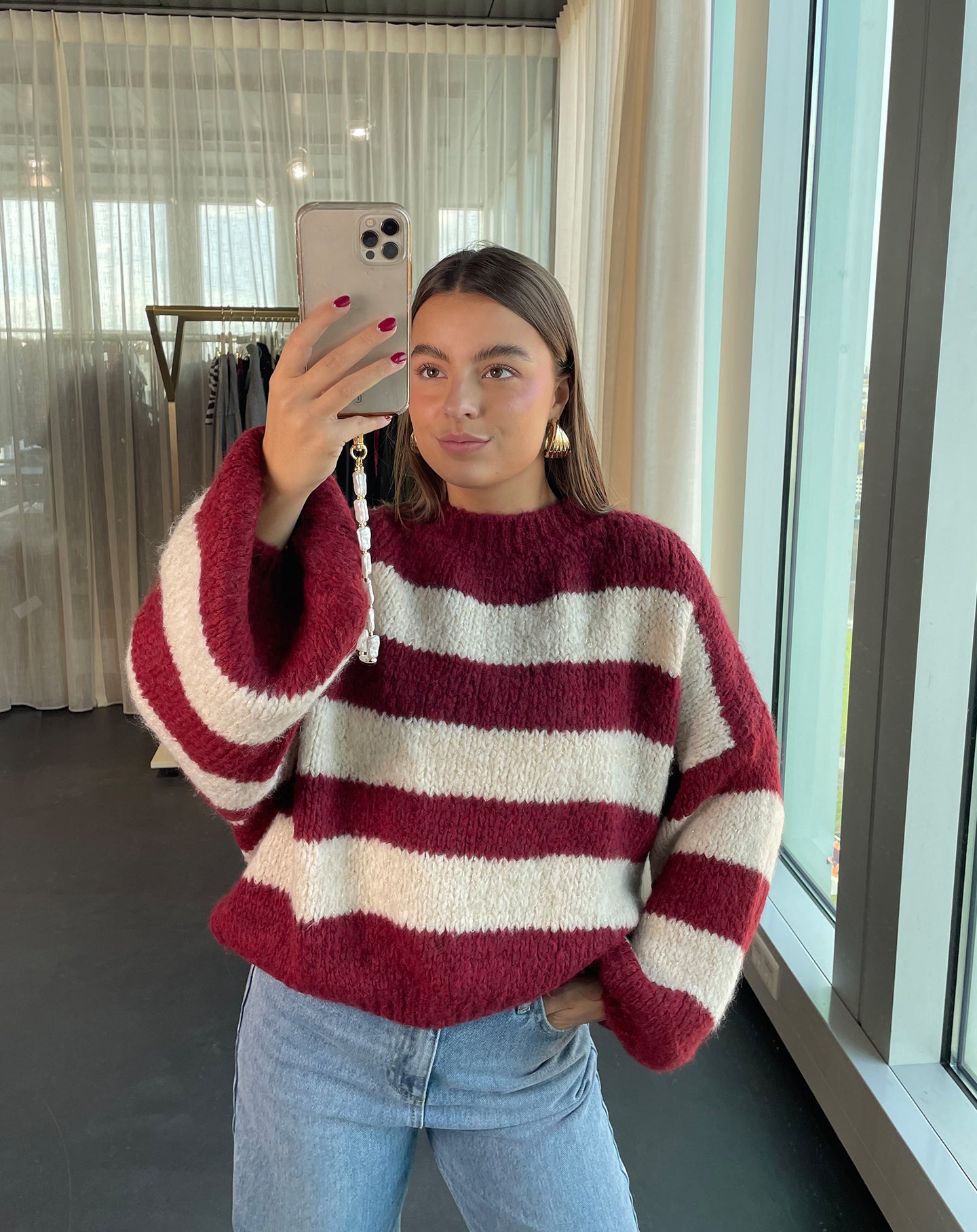 AVERY STRIPE KNIT BURGUNDY