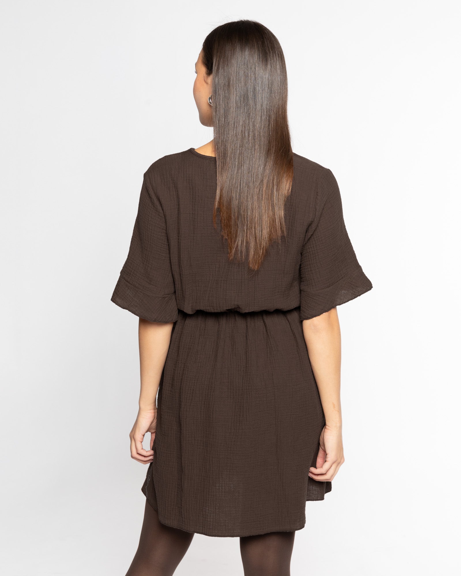 SYLVIE MOUSSELINE DRESS BROWN