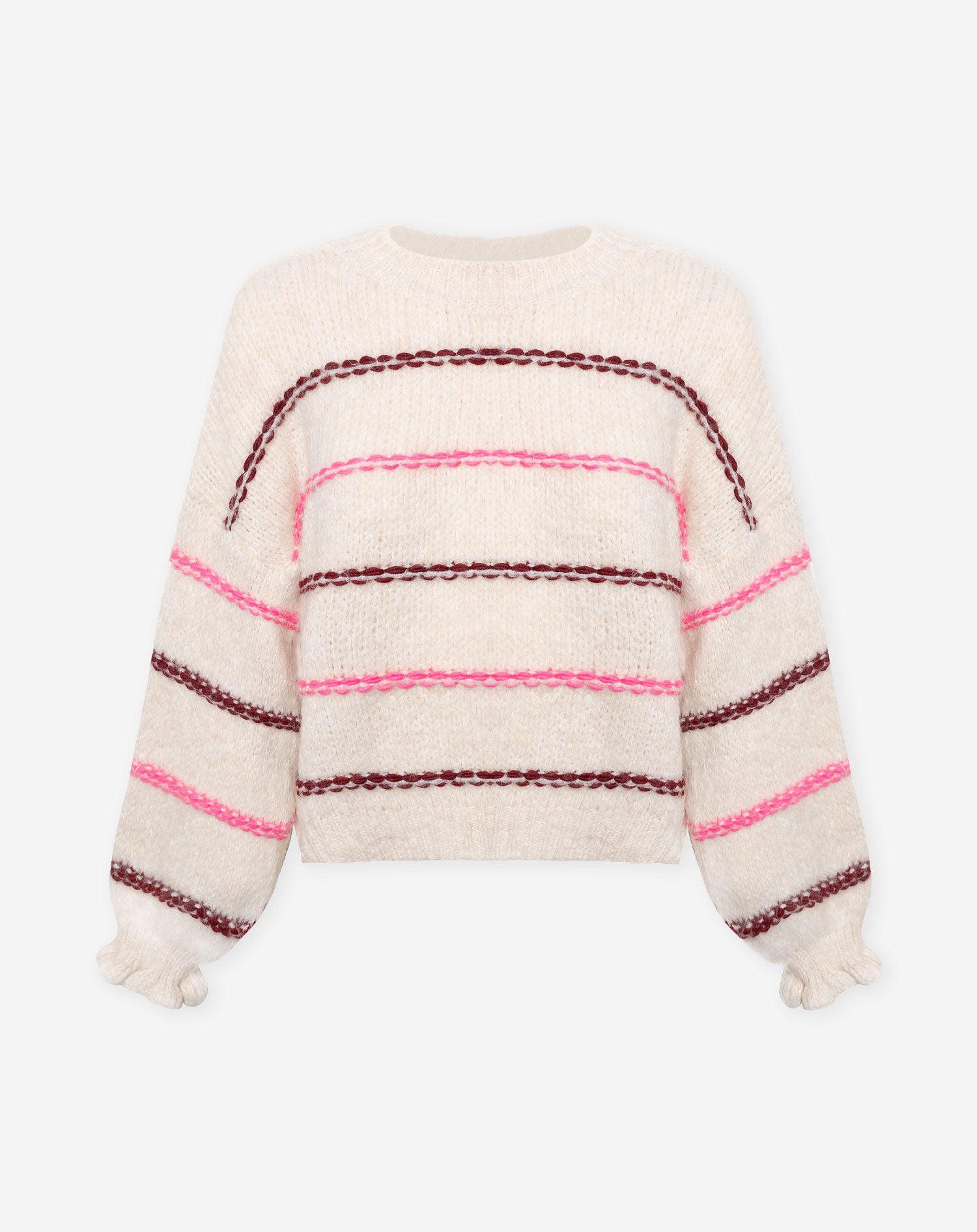 CONTRAST STRIPE KNIT CREAM