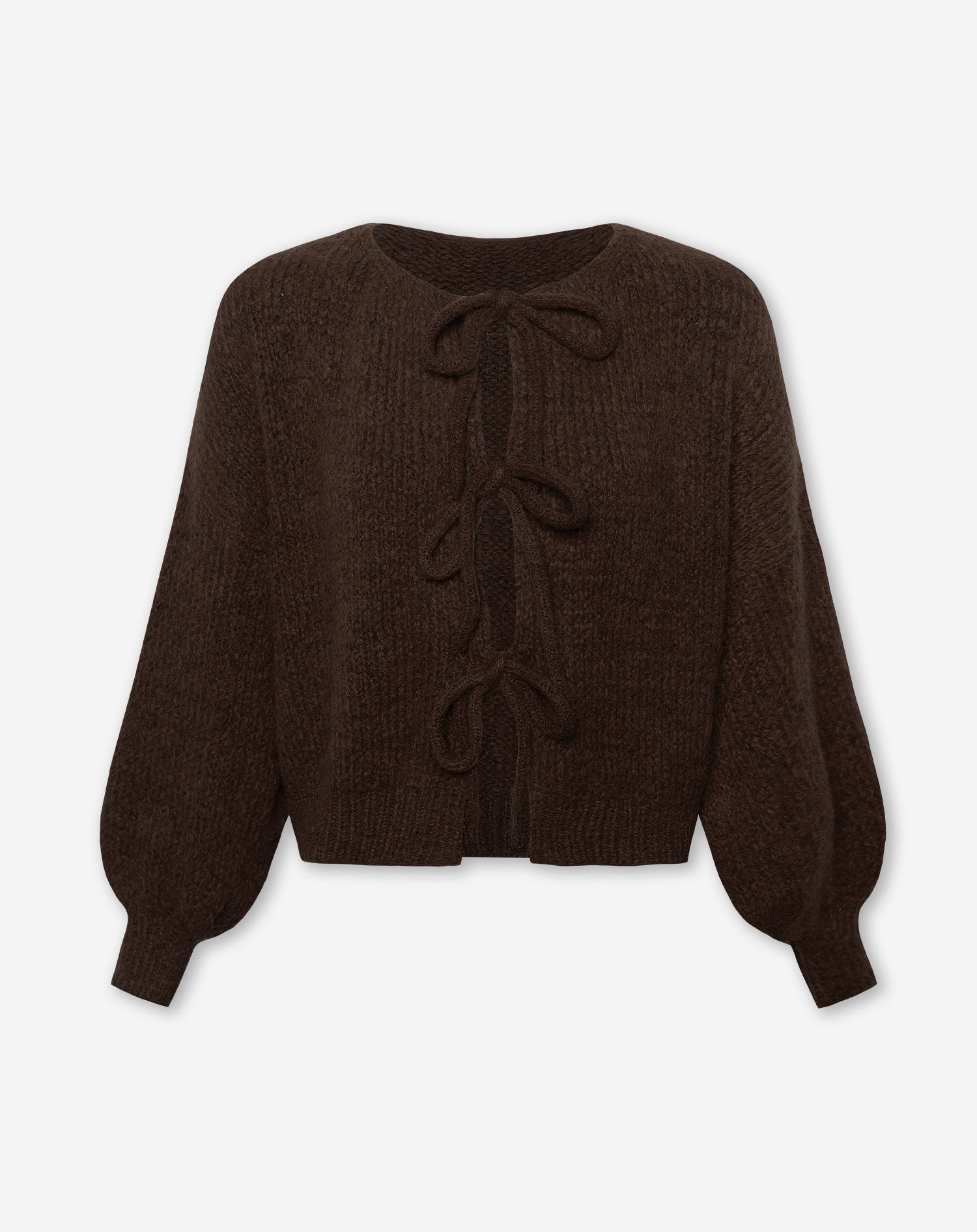 VIVI BOW CARDIGAN BROWN