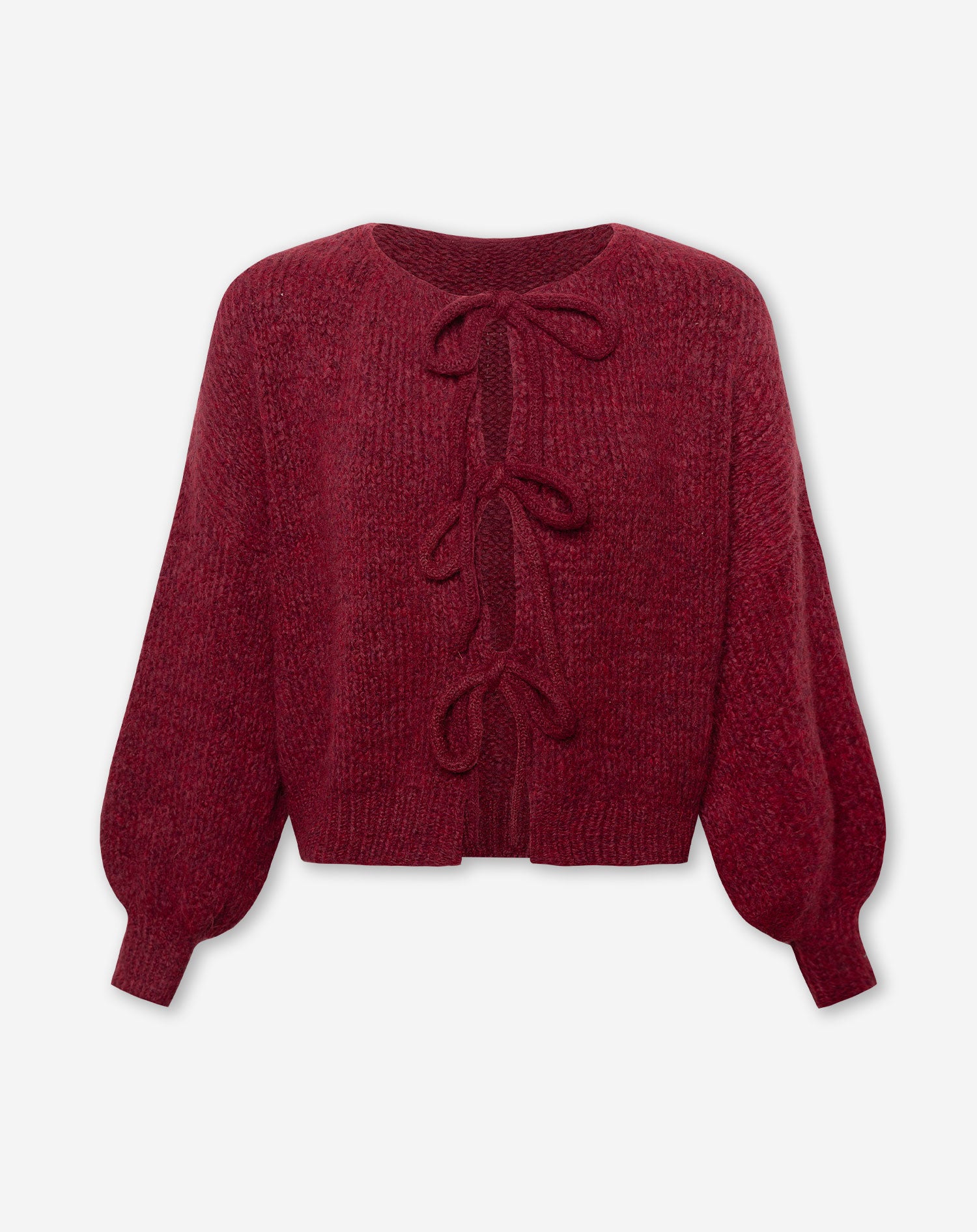 VIVI BOW CARDIGAN BURGUNDY