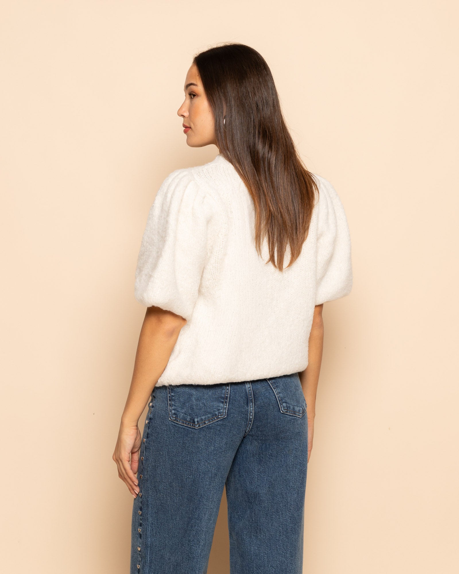 DANI PUFF SLEEVE KNIT CRÈME