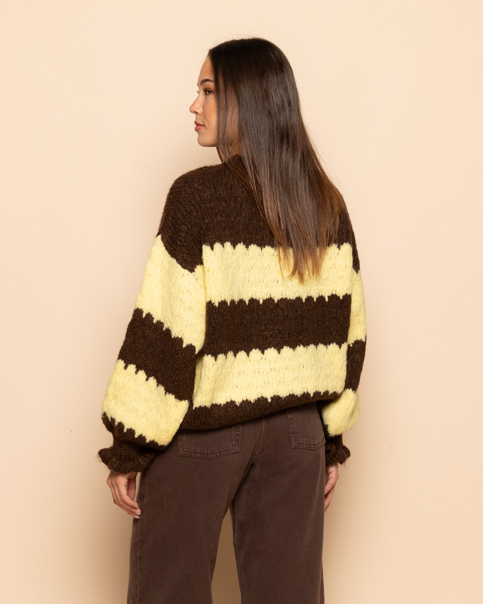 ROMY STRIPE RUFFLE KNIT BOTERGEEL