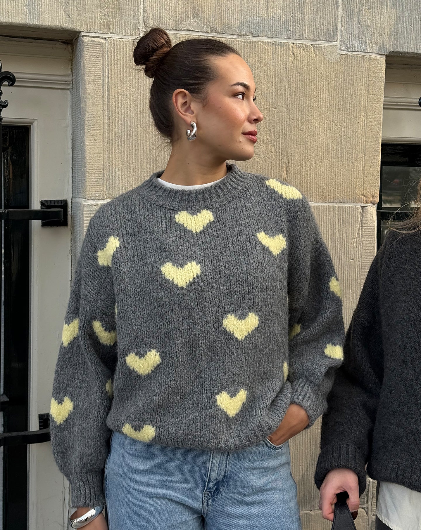 MADDY HEART KNIT GRIJS