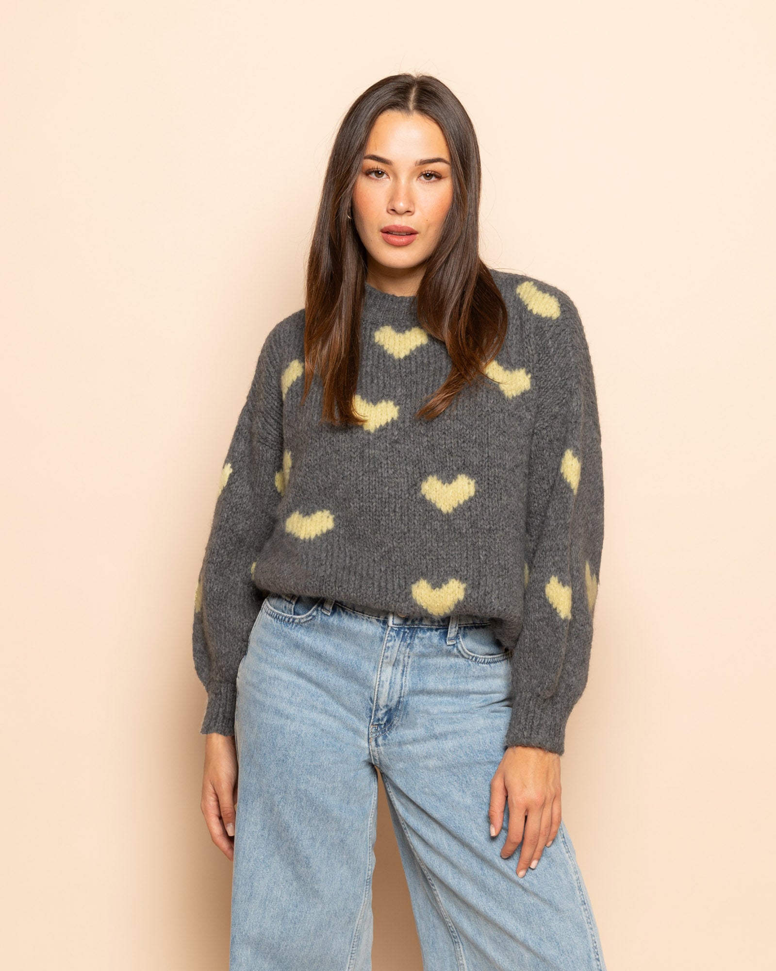 MADDY HEART KNIT GRIJS