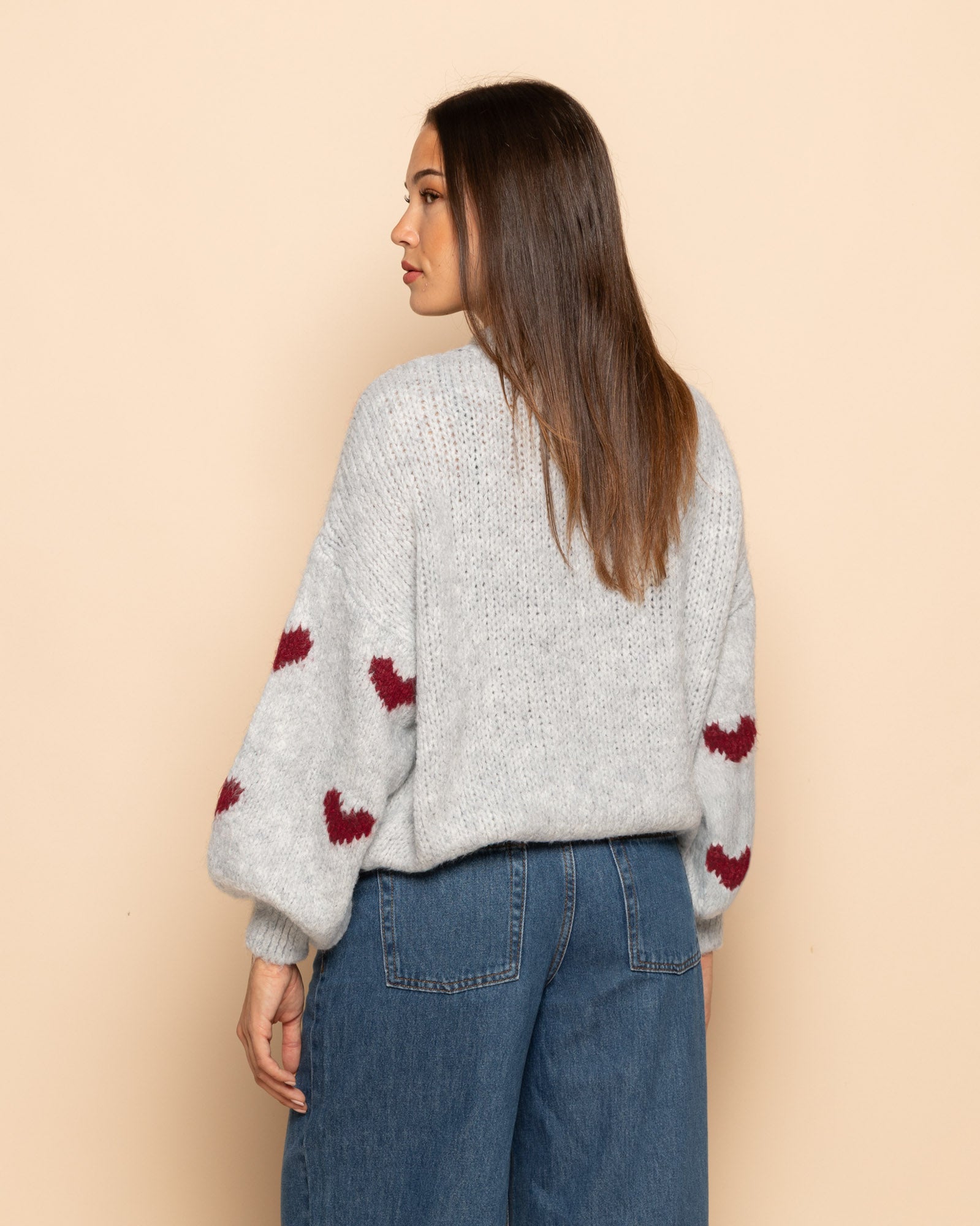 MADDY HEART KNIT LICHTGRIJS