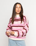 HAIRY STRIPE KNIT ROZE