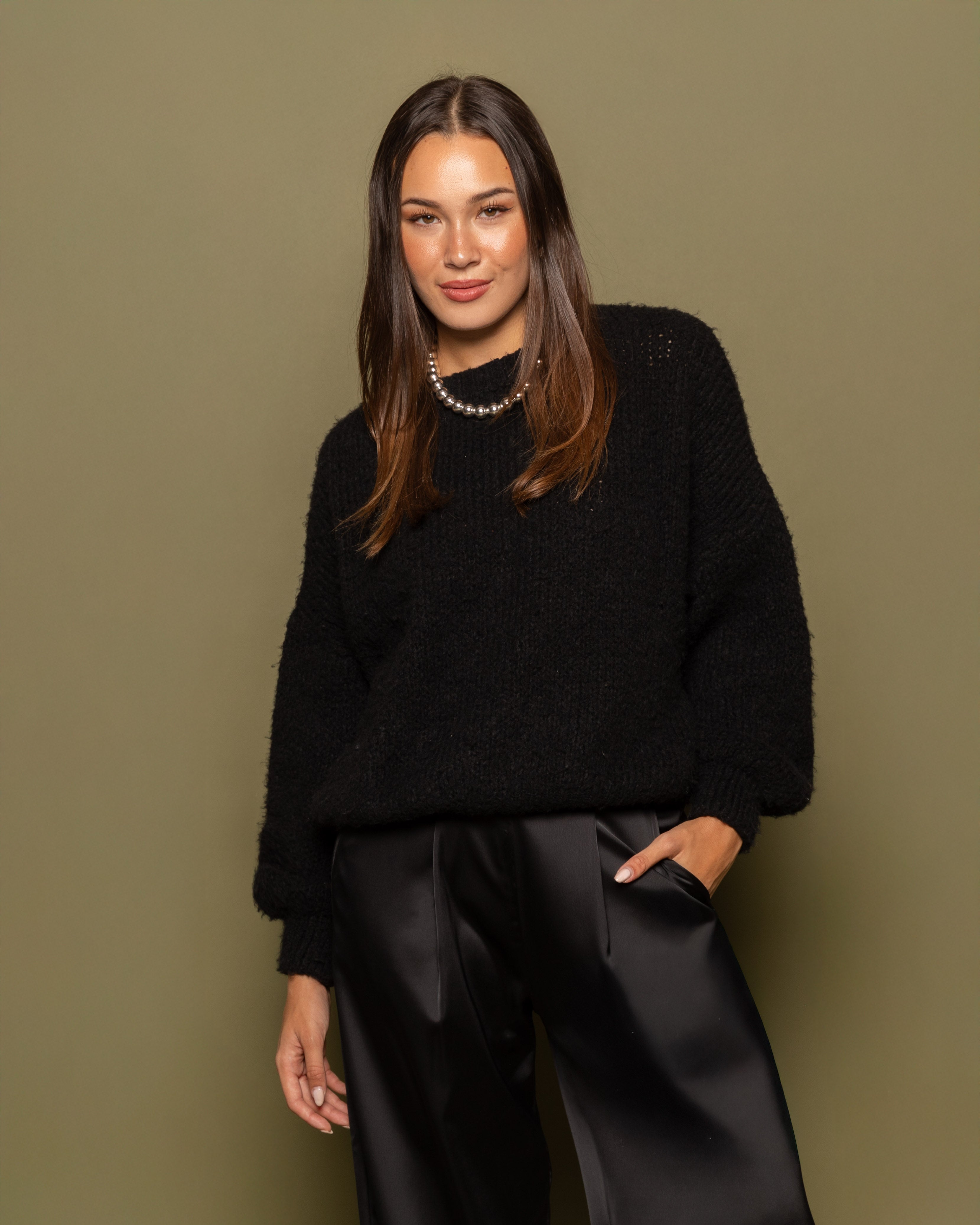 JULIE SATIN PANTALON ZWART