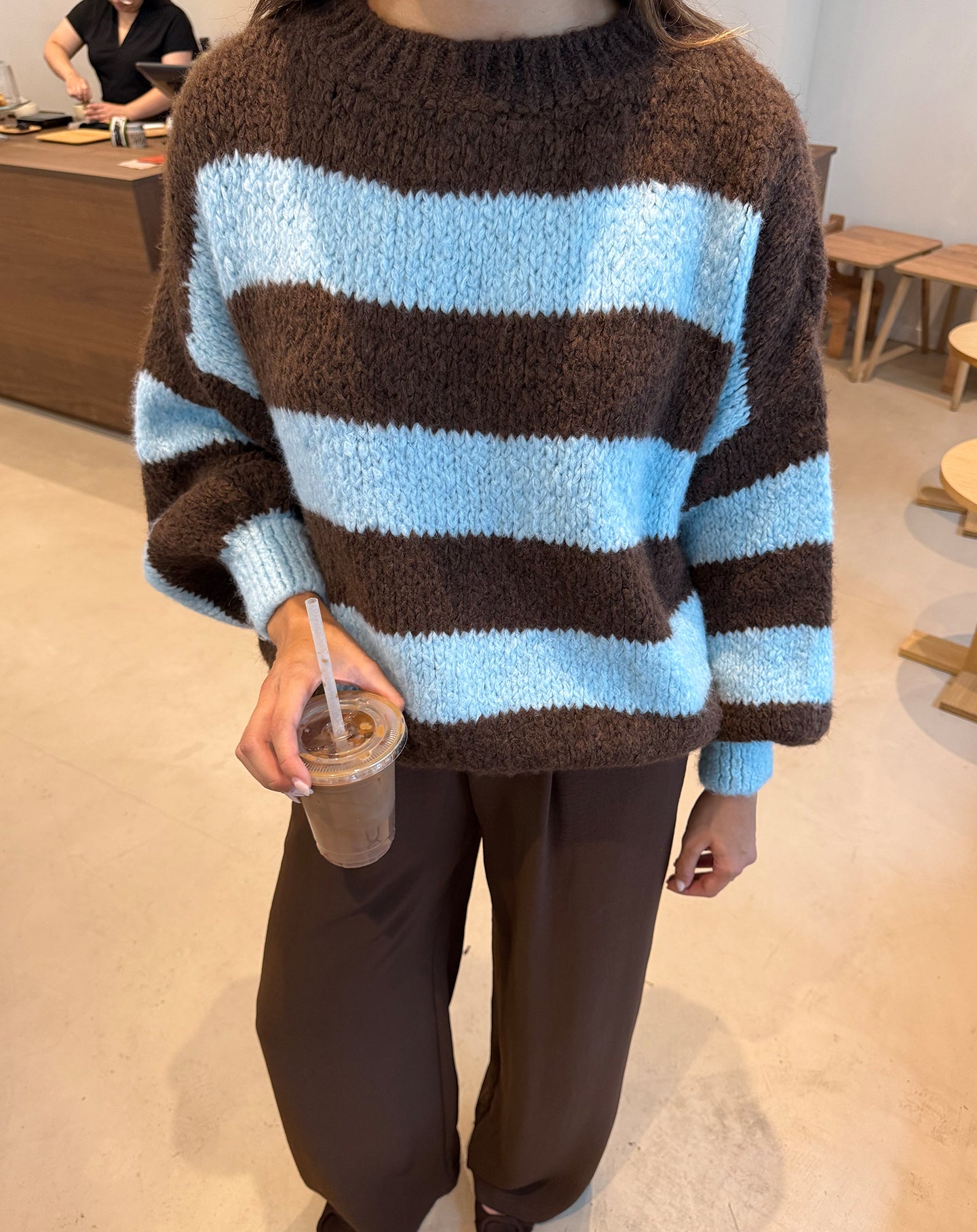 JAMIE STRIPE KNIT LICHTBLAUW